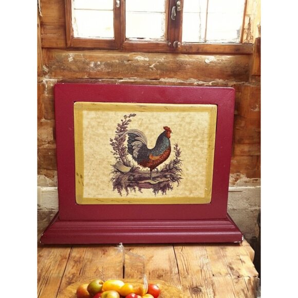Vintage Wooden Provencal Napkin Holder With Rooster Design - Picture 5 of 7
